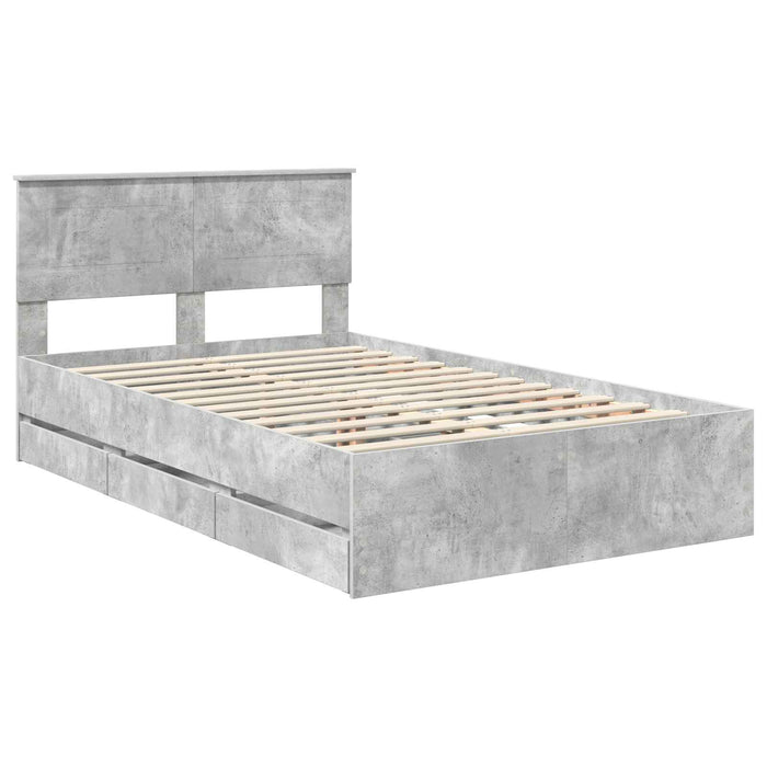Cadru de pat Gri din beton 135 x 190 cm Lemn Ingineresc - WALTI WALTI
