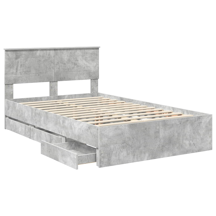 Cadru de pat Gri din beton 135 x 190 cm Lemn Ingineresc - WALTI WALTI