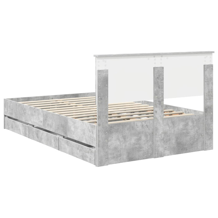 Cadru de pat Gri din beton 135 x 190 cm Lemn Ingineresc - WALTI WALTI