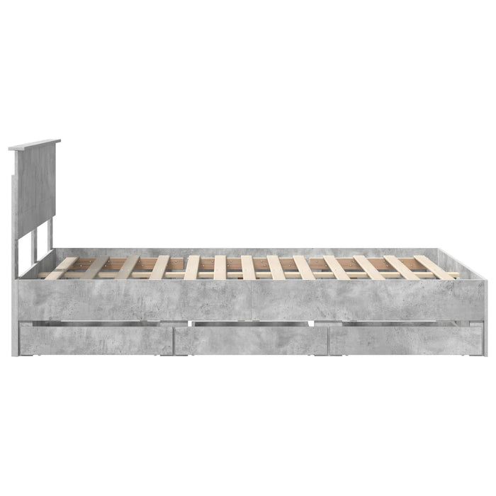 Cadru de pat Gri din beton 135 x 190 cm Lemn Ingineresc - WALTI WALTI
