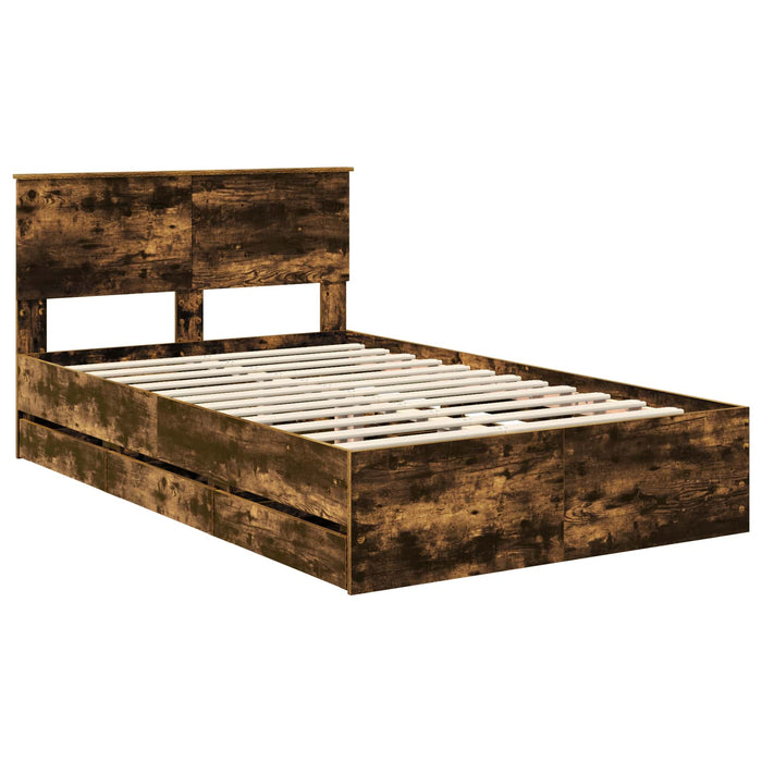 Cadru de pat Stejar fumuriu 135 x 190 cm Lemn Ingineresc - WALTI WALTI