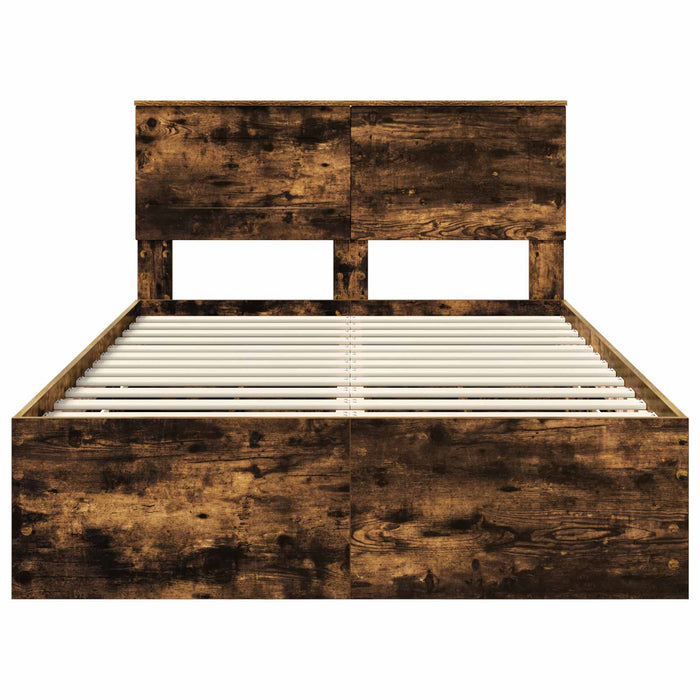 Cadru de pat Stejar fumuriu 135 x 190 cm Lemn Ingineresc - WALTI WALTI