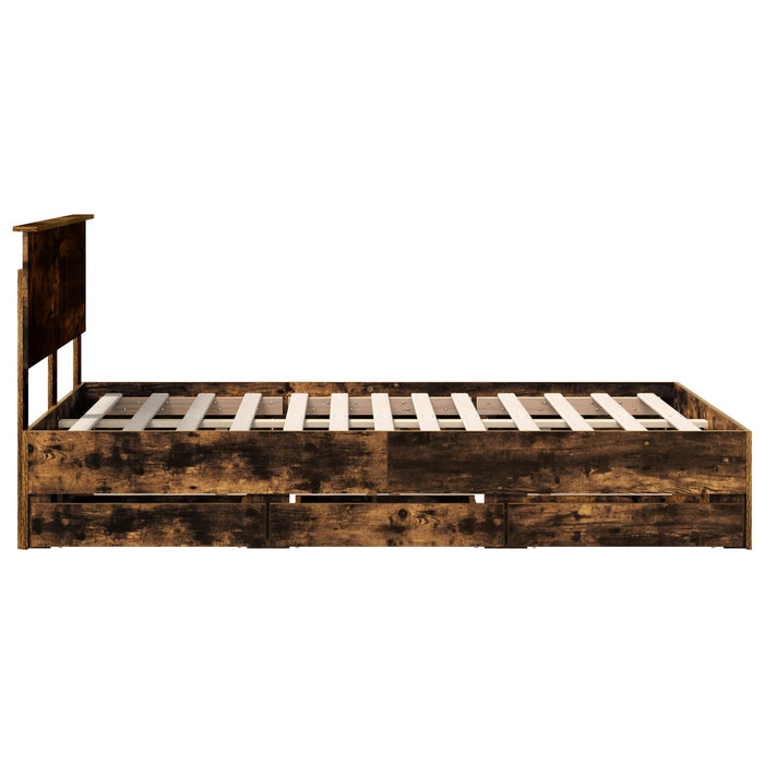 Cadru de pat Stejar fumuriu 135 x 190 cm Lemn Ingineresc - WALTI WALTI