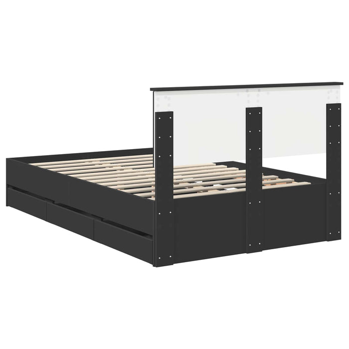 Cadru de pat cu sertar Negru 120 x 190 cm Lemn Ingineresc - WALTI WALTI