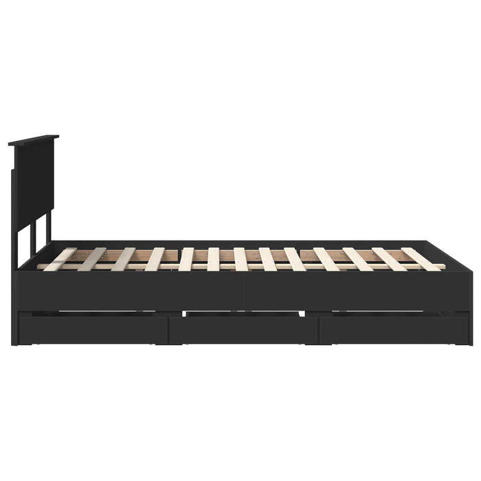 Cadru de pat cu sertar Negru 120 x 190 cm Lemn Ingineresc - WALTI WALTI