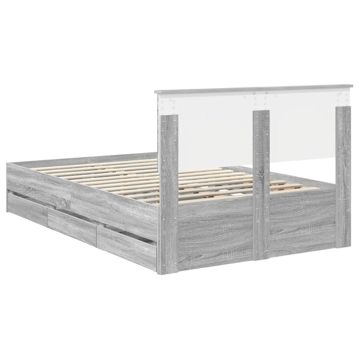 Cadru de pat cu sertar Gri Sonoma 120 x 190 cm Lemn Ingineresc - WALTI WALTI