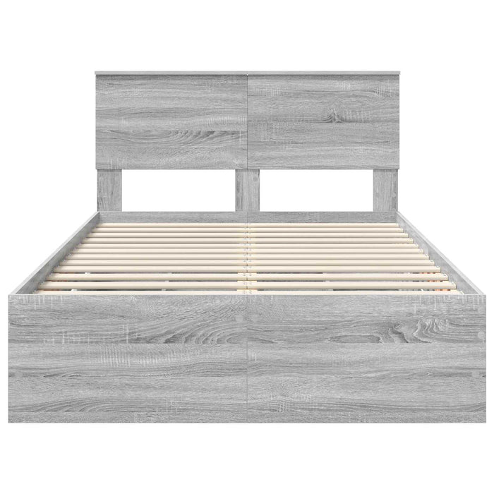 Cadru de pat cu sertar Gri Sonoma 120 x 190 cm Lemn Ingineresc - WALTI WALTI