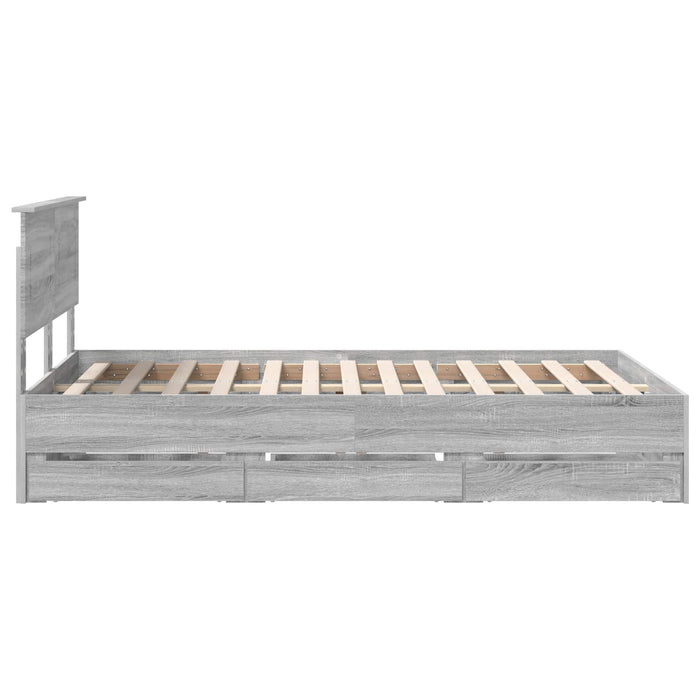 Cadru de pat cu sertar Gri Sonoma 120 x 190 cm Lemn Ingineresc - WALTI WALTI