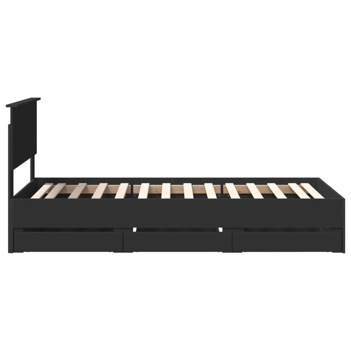 Cadru de pat cu sertar Negru 100 x 200 cm Lemn Ingineresc - WALTI WALTI