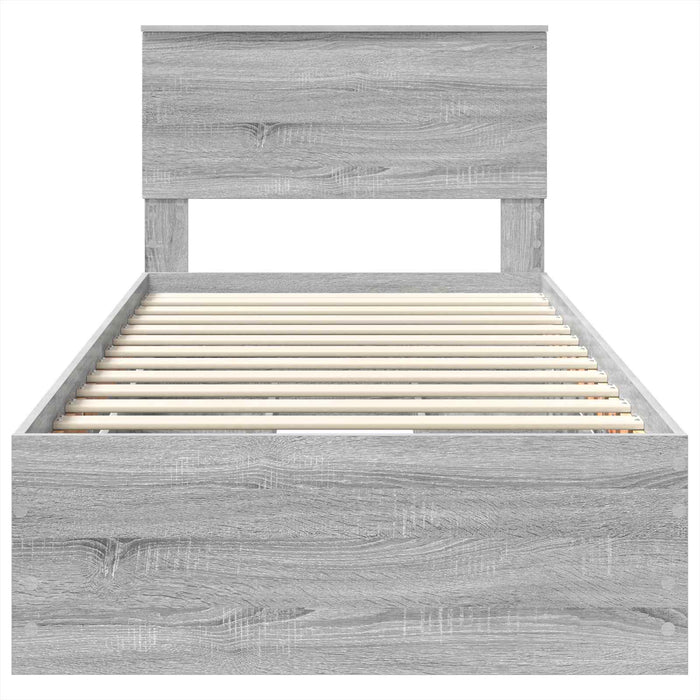 Cadru de pat cu sertar Gri Sonoma 100 x 200 cm Lemn Ingineresc - WALTI WALTI