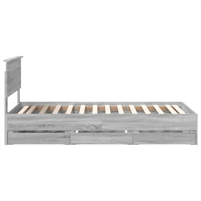 Cadru de pat cu sertar Gri Sonoma 100 x 200 cm Lemn Ingineresc - WALTI WALTI