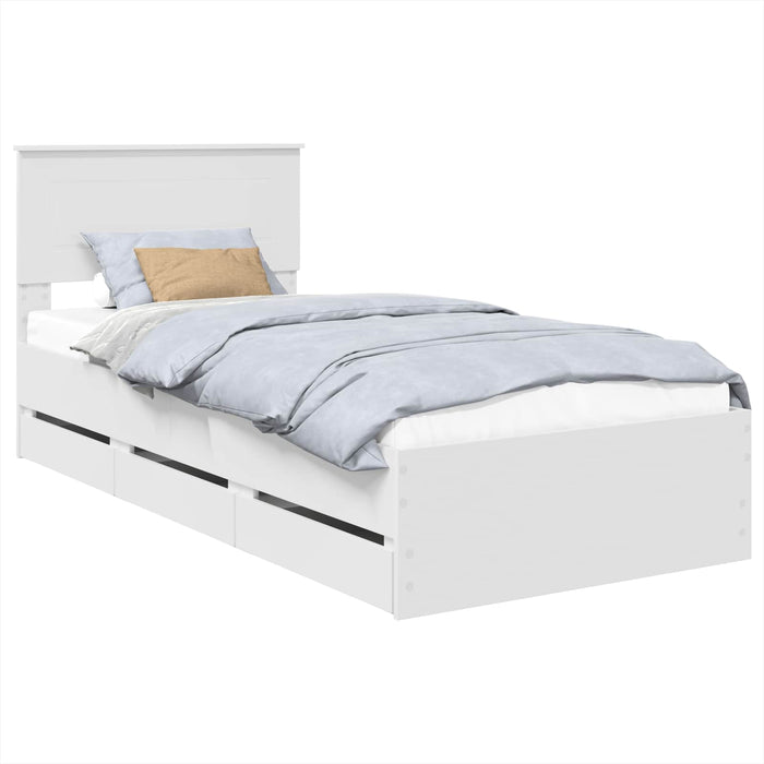 Cadru de pat cu sertar Alb 90 x 190 cm Lemn Ingineresc - WALTI WALTI