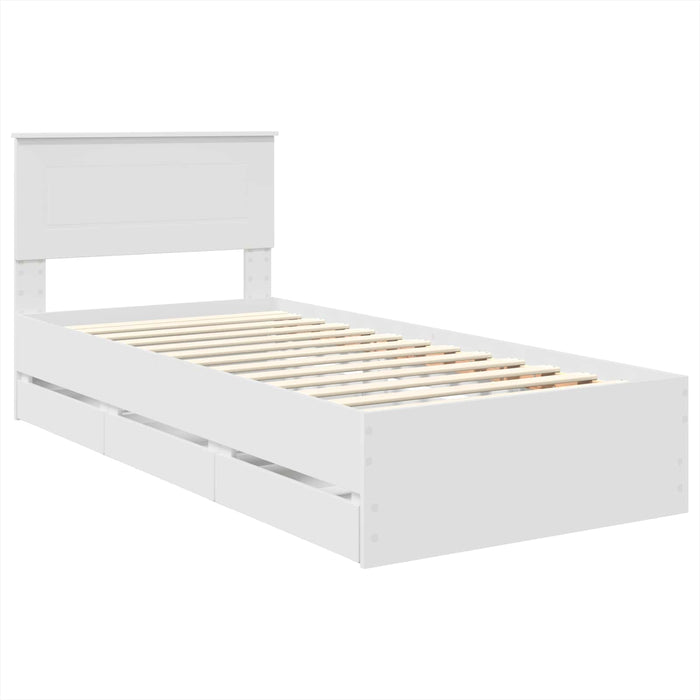 Cadru de pat cu sertar Alb 90 x 190 cm Lemn Ingineresc - WALTI WALTI