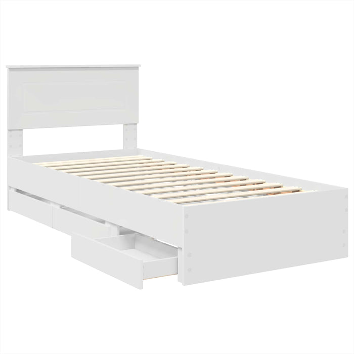 Cadru de pat cu sertar Alb 90 x 190 cm Lemn Ingineresc - WALTI WALTI