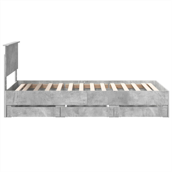 Cadru de pat Gri din beton 90 x 190 cm Lemn Ingineresc - WALTI WALTI