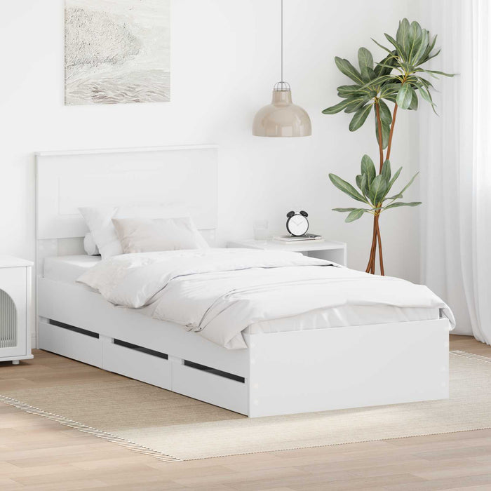 Cadru de pat cu sertar Alb 90 x 200 cm Lemn Ingineresc - WALTI WALTI