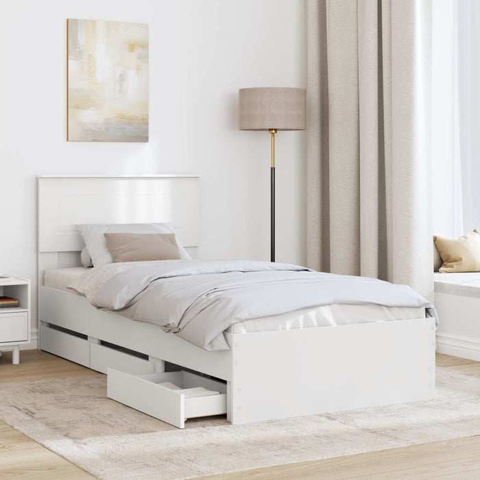 Cadru de pat cu sertar Alb 90 x 200 cm Lemn Ingineresc - WALTI WALTI