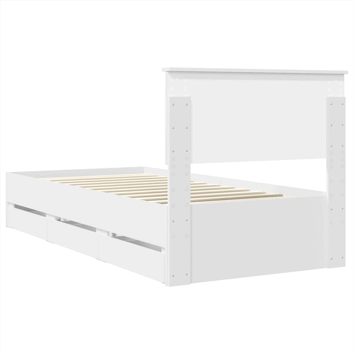 Cadru de pat cu sertar Alb 90 x 200 cm Lemn Ingineresc - WALTI WALTI