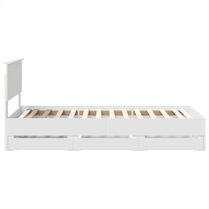 Cadru de pat cu sertar Alb 90 x 200 cm Lemn Ingineresc - WALTI WALTI