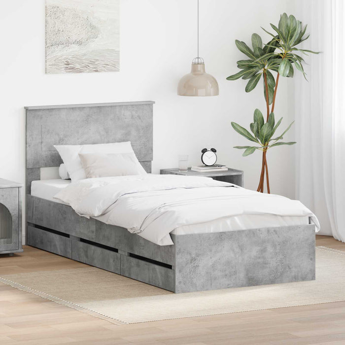Cadru de pat Gri din beton 90 x 200 cm Lemn Ingineresc - WALTI WALTI