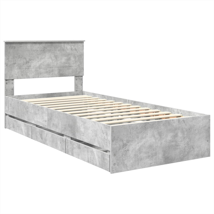 Cadru de pat Gri din beton 90 x 200 cm Lemn Ingineresc - WALTI WALTI