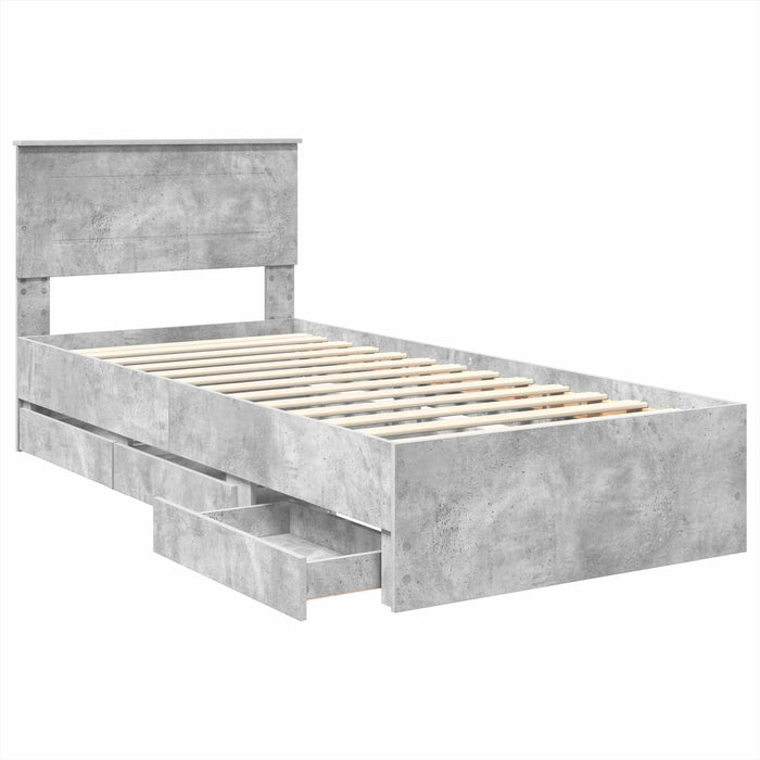 Cadru de pat Gri din beton 90 x 200 cm Lemn Ingineresc - WALTI WALTI