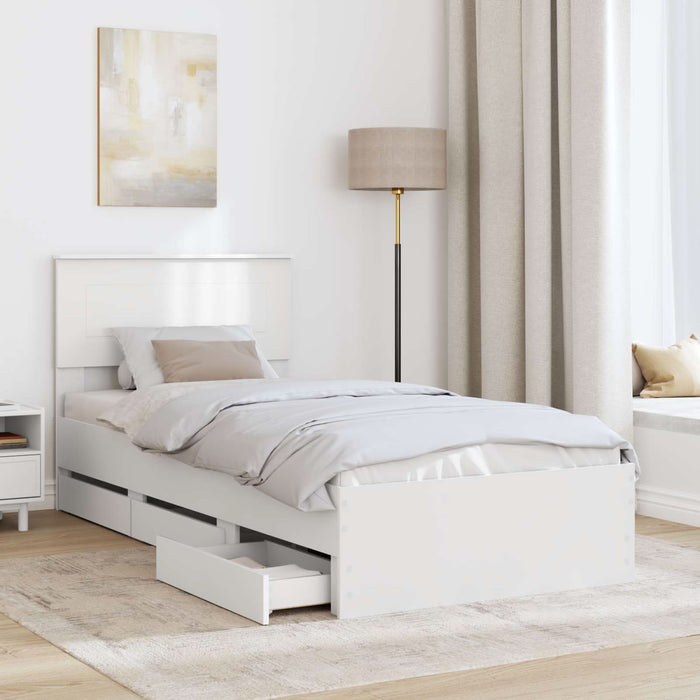 Cadru de pat cu sertar Alb 75 x 190 cm Lemn Ingineresc - WALTI WALTI