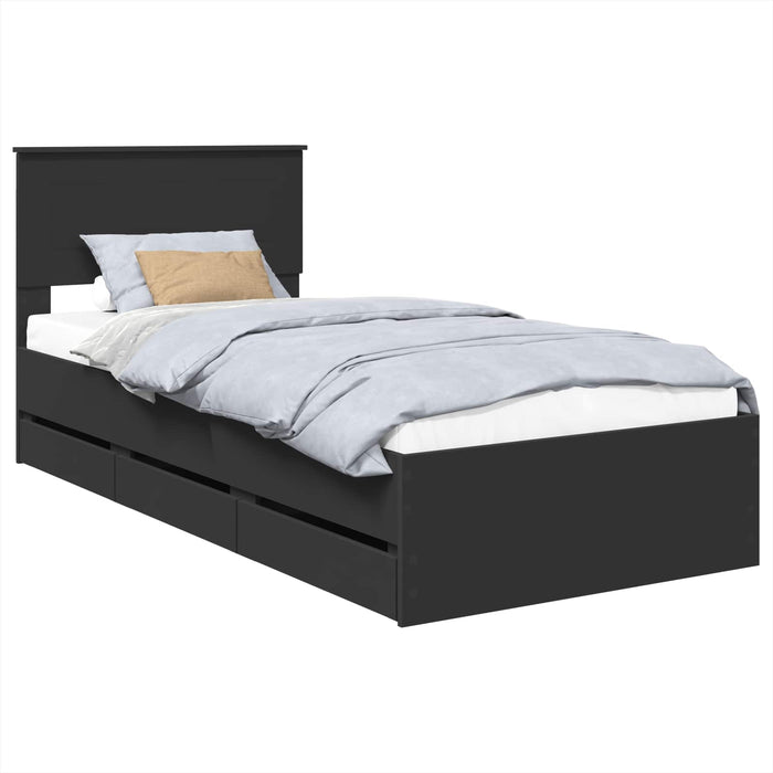 Cadru de pat cu sertar Negru 75 x 190 cm Lemn Ingineresc - WALTI WALTI