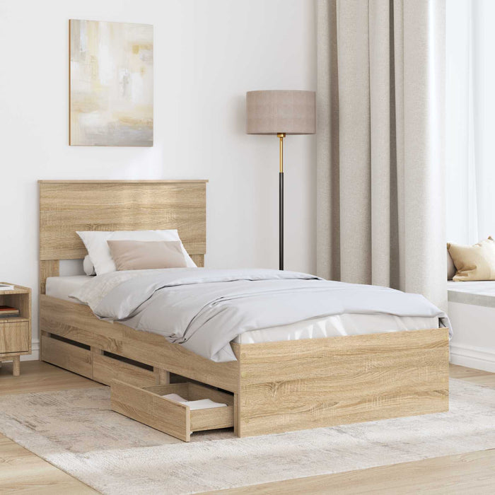 Cadru de pat Stejar Sonoma 75 x 190 cm Lemn Ingineresc - WALTI WALTI