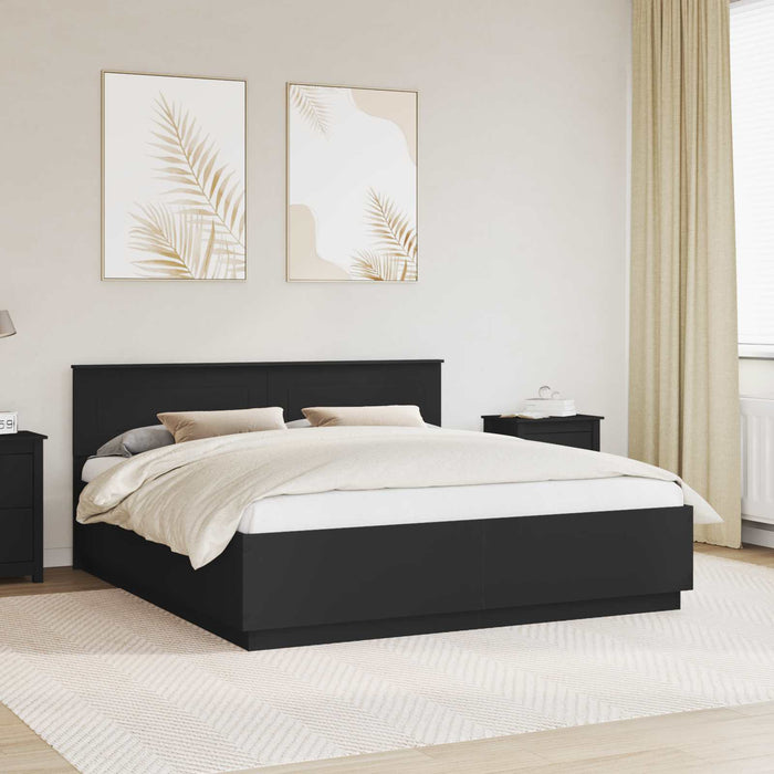 Cadru de pat cu headboard Negru 200 x 200 cm Lemn compozit - WALTI WALTI