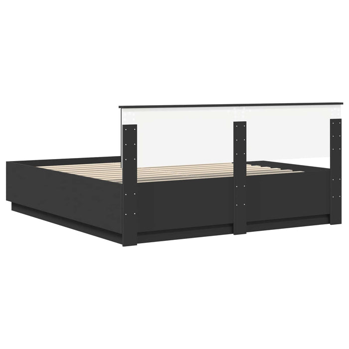 Cadru de pat cu headboard Negru 200 x 200 cm Lemn compozit - WALTI WALTI