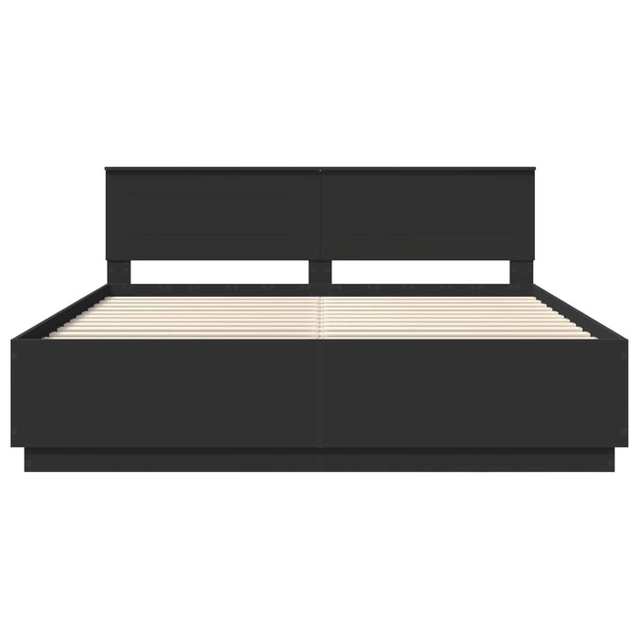 Cadru de pat cu headboard Negru 200 x 200 cm Lemn compozit - WALTI WALTI