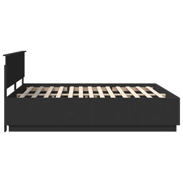 Cadru de pat cu headboard Negru 200 x 200 cm Lemn compozit - WALTI WALTI
