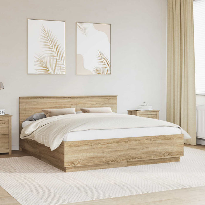 Cadru de pat Stejar Sonoma 200 x 200 cm Lemn compozit - WALTI WALTI