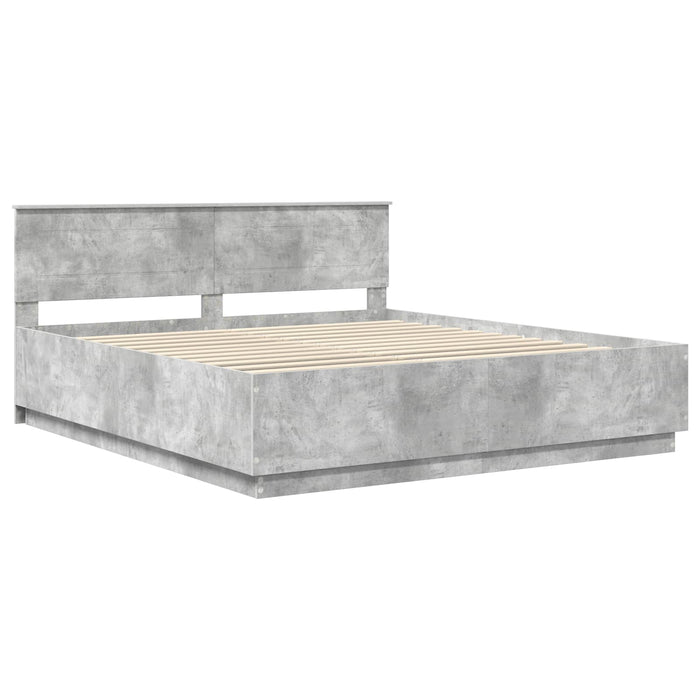 Cadru de pat Gri din beton 200 x 200 cm Lemn compozit - WALTI WALTI