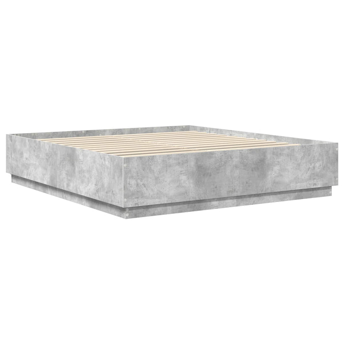 Cadru de pat Gri din beton 200 x 200 cm Lemn compozit - WALTI WALTI