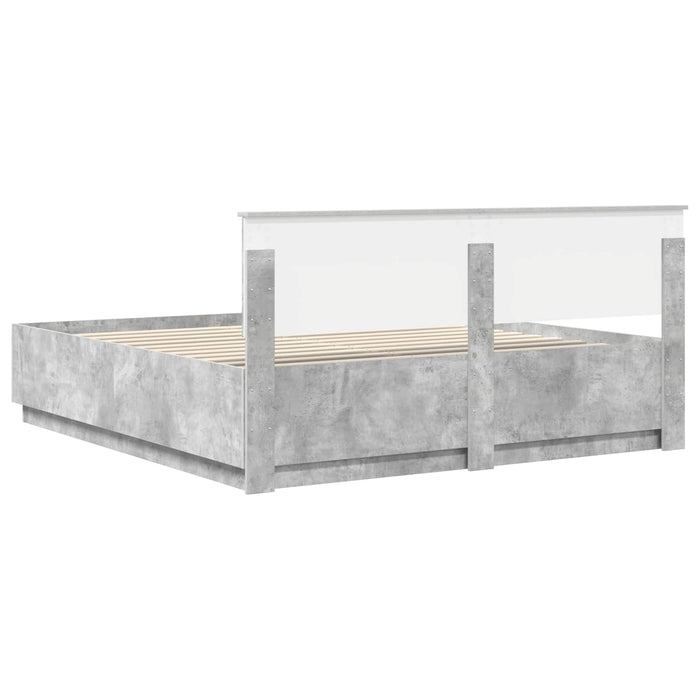 Cadru de pat Gri din beton 200 x 200 cm Lemn compozit - WALTI WALTI