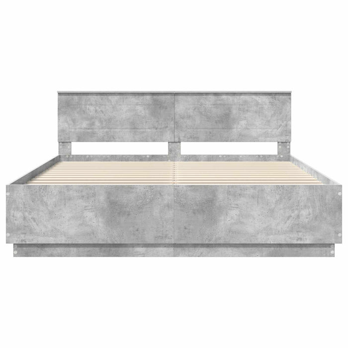 Cadru de pat Gri din beton 200 x 200 cm Lemn compozit - WALTI WALTI