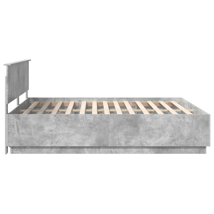 Cadru de pat Gri din beton 200 x 200 cm Lemn compozit - WALTI WALTI
