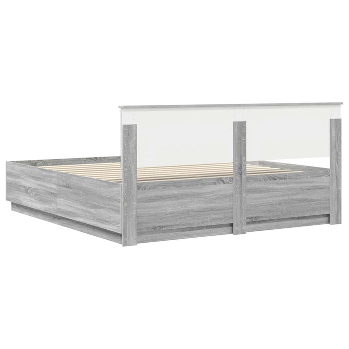 Cadru de pat cu headboard Gri Sonoma 200 x 200 cm Lemn compozit - WALTI WALTI