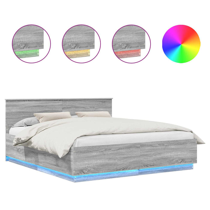 Cadru de pat cu headboard Gri Sonoma 180 x 200 cm Lemn compozit - WALTI WALTI