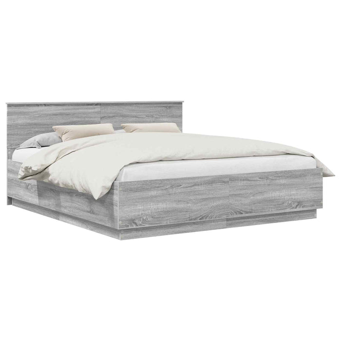 Cadru de pat cu headboard Gri Sonoma 180 x 200 cm Lemn compozit - WALTI WALTI