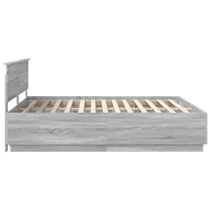 Cadru de pat cu headboard Gri Sonoma 180 x 200 cm Lemn compozit - WALTI WALTI