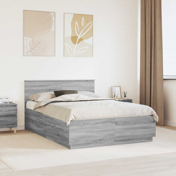 Cadru de pat cu headboard Gri Sonoma 160 x 200 cm Lemn compozit - WALTI WALTI