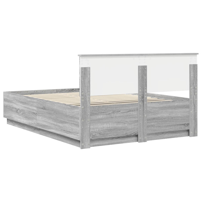 Cadru de pat cu headboard Gri Sonoma 160 x 200 cm Lemn compozit - WALTI WALTI