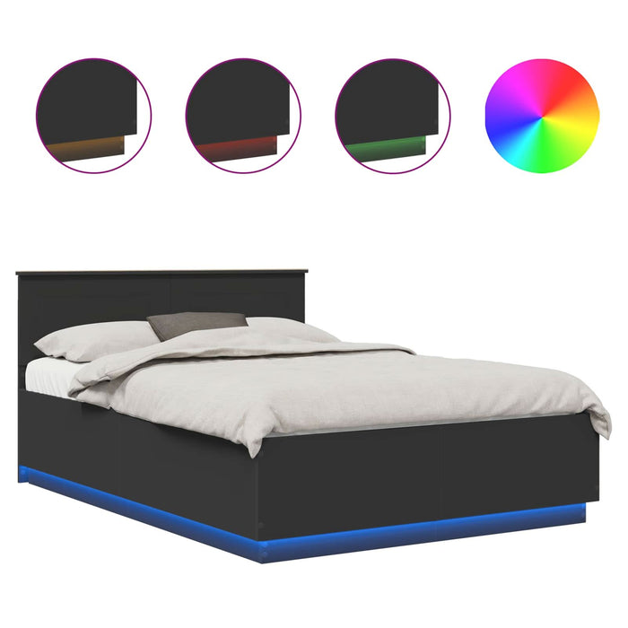 Cadru de pat cu headboard Negru 150 x 200 cm Lemn compozit - WALTI WALTI