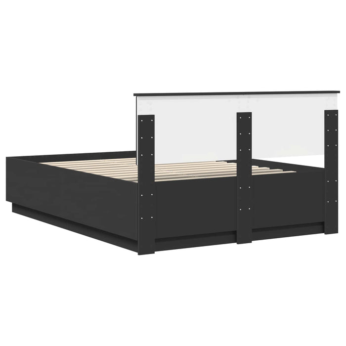 Cadru de pat cu headboard Negru 150 x 200 cm Lemn compozit - WALTI WALTI