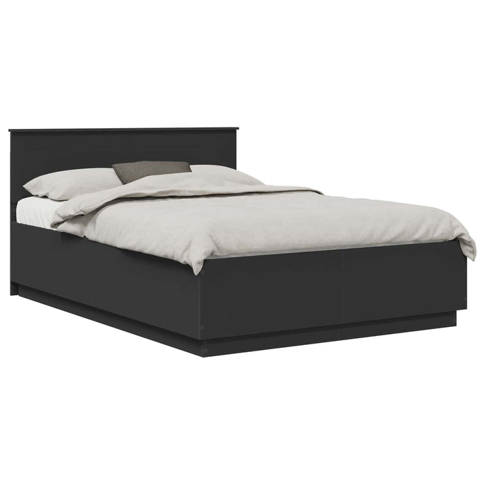 Cadru de pat cu headboard Negru 150 x 200 cm Lemn compozit - WALTI WALTI