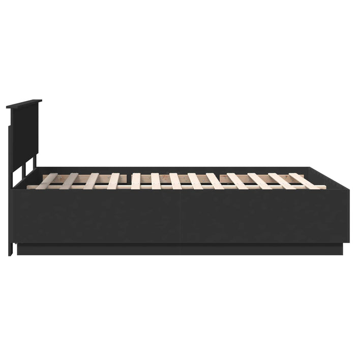 Cadru de pat cu headboard Negru 150 x 200 cm Lemn compozit - WALTI WALTI