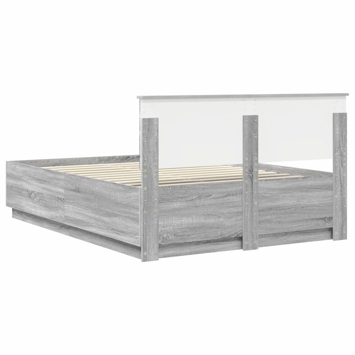 Cadru de pat cu headboard Gri Sonoma 150 x 200 cm Lemn compozit - WALTI WALTI